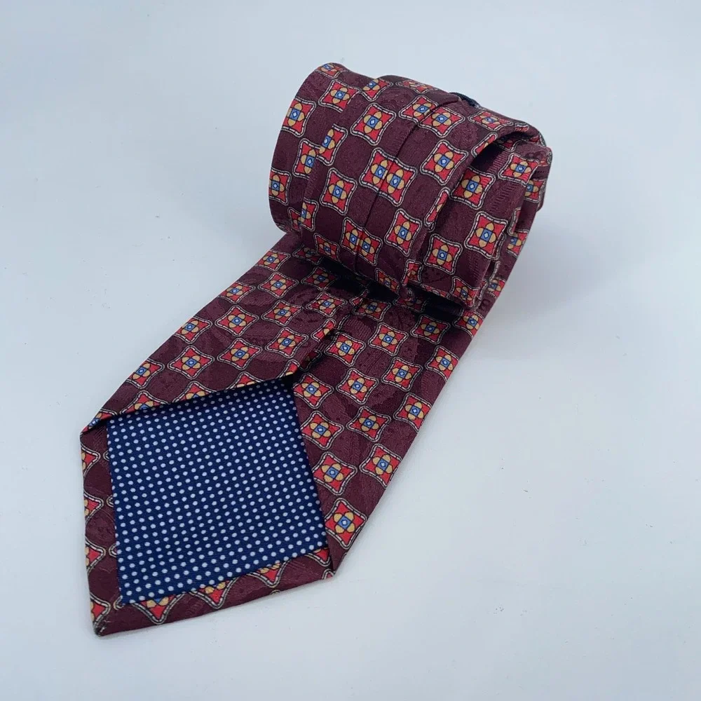 Eton Tie Mens One Size Multi‎ Patterned Silk Classic Luxury Necktie Italy Made